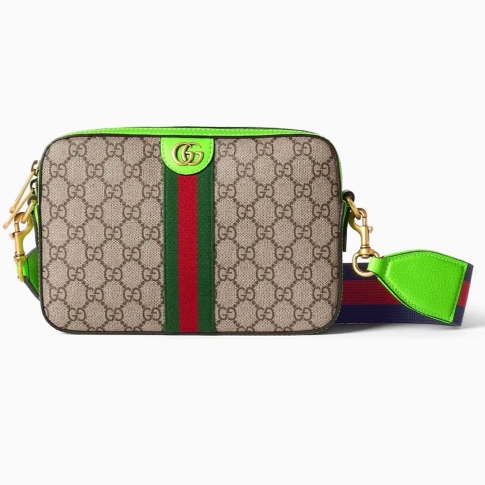 Gucci Beige and Neon Green GG Shoulder Bag - Picture 13 of 14